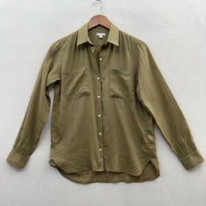 GAP Women’s Small Lightweight Soft Ramie Cotton Button Pocket Shirt Green